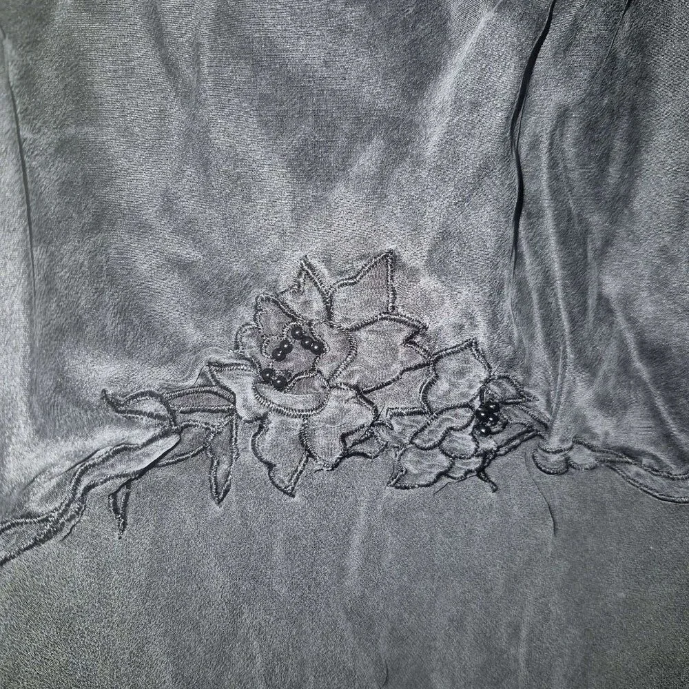 Victoria’s Secret Black Chiffon Floral Slip Chemise – Small, Romantic Y2K Linger - Picture 3 of 9
